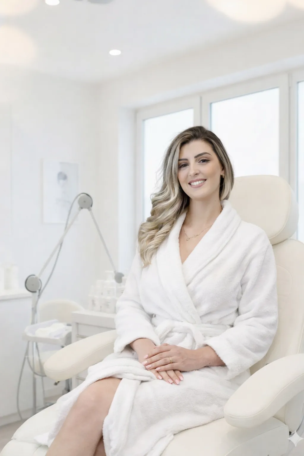 Mulher confiante após tratamento estético